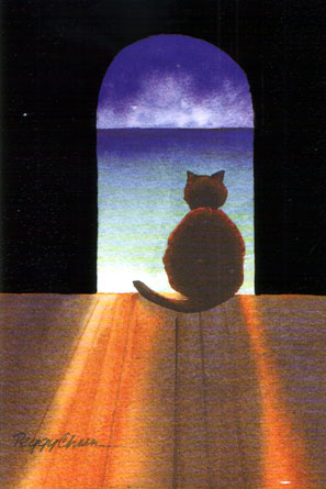 Boo in Contemplation, From The Watercolor Cat, Courtesy Mutual Publishing Company